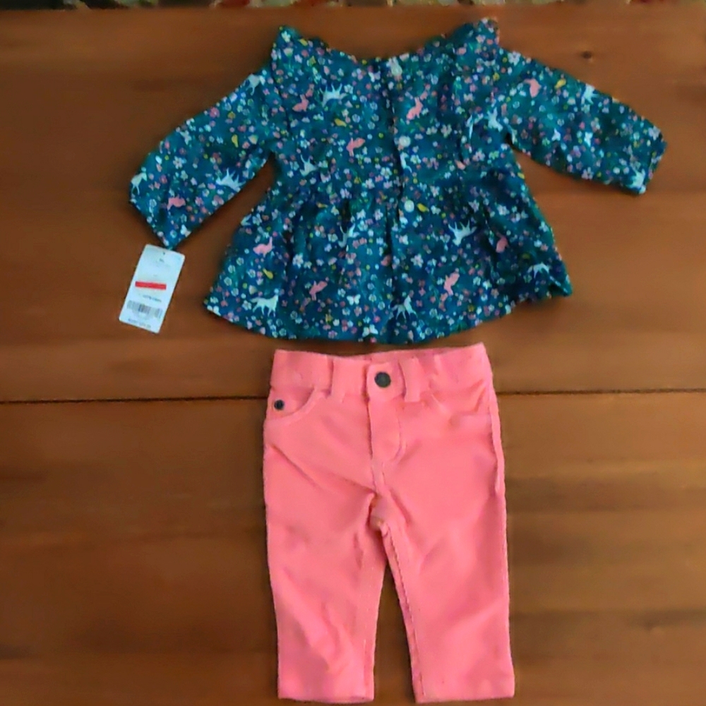 3 month girls long sleeve shirt and pink pants